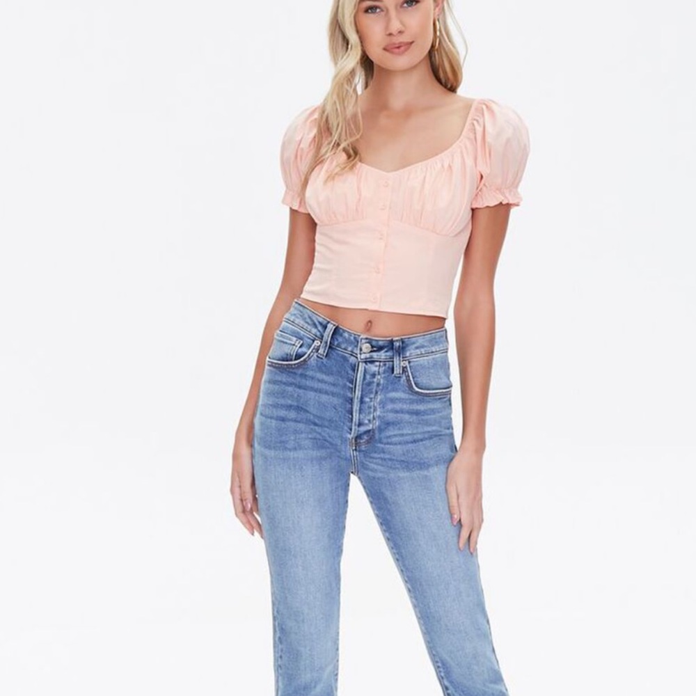NWT Pleated Puff-Sleeve top